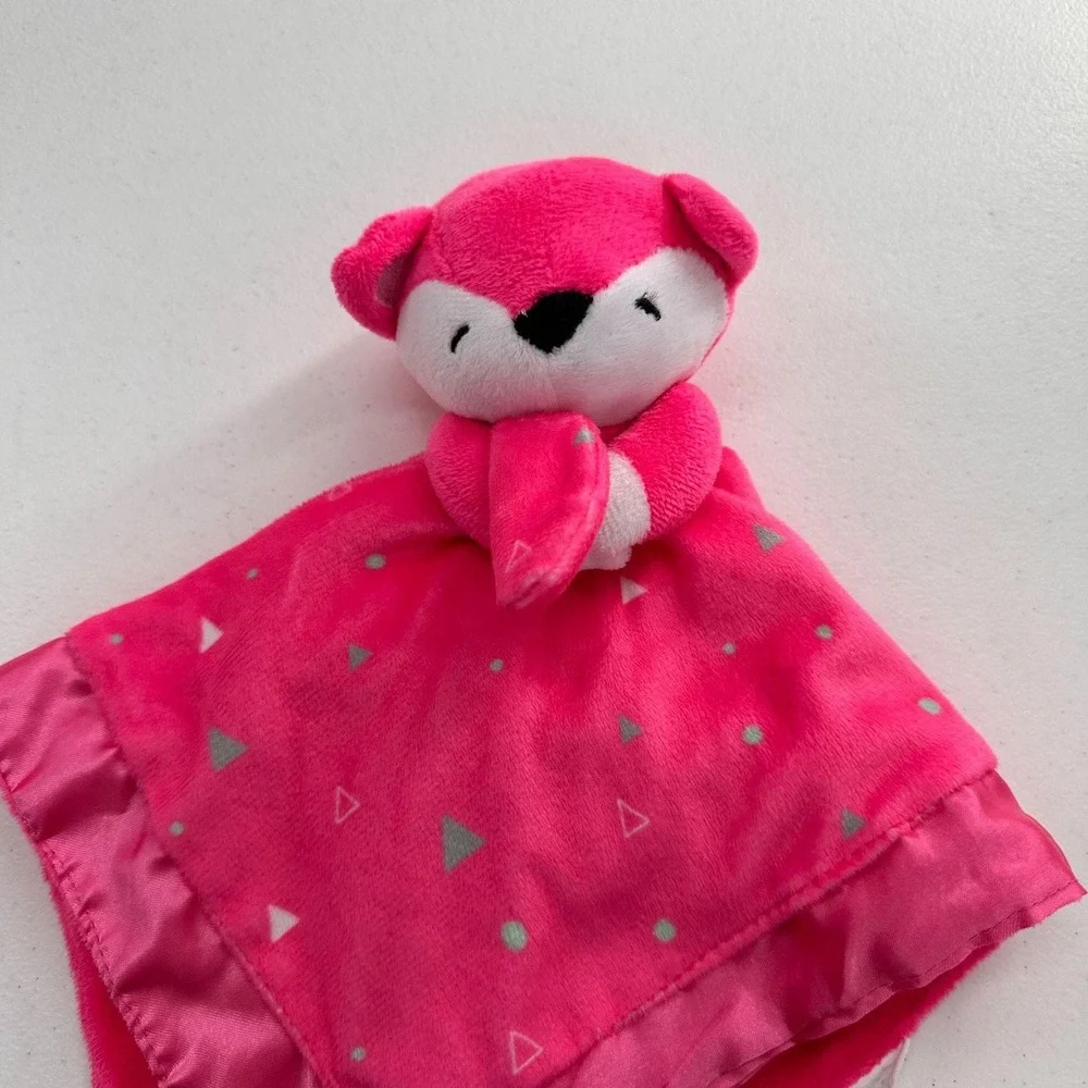 Nuby Hot‎ Pink Fox Baby Lovey Plush Security Blanket 14